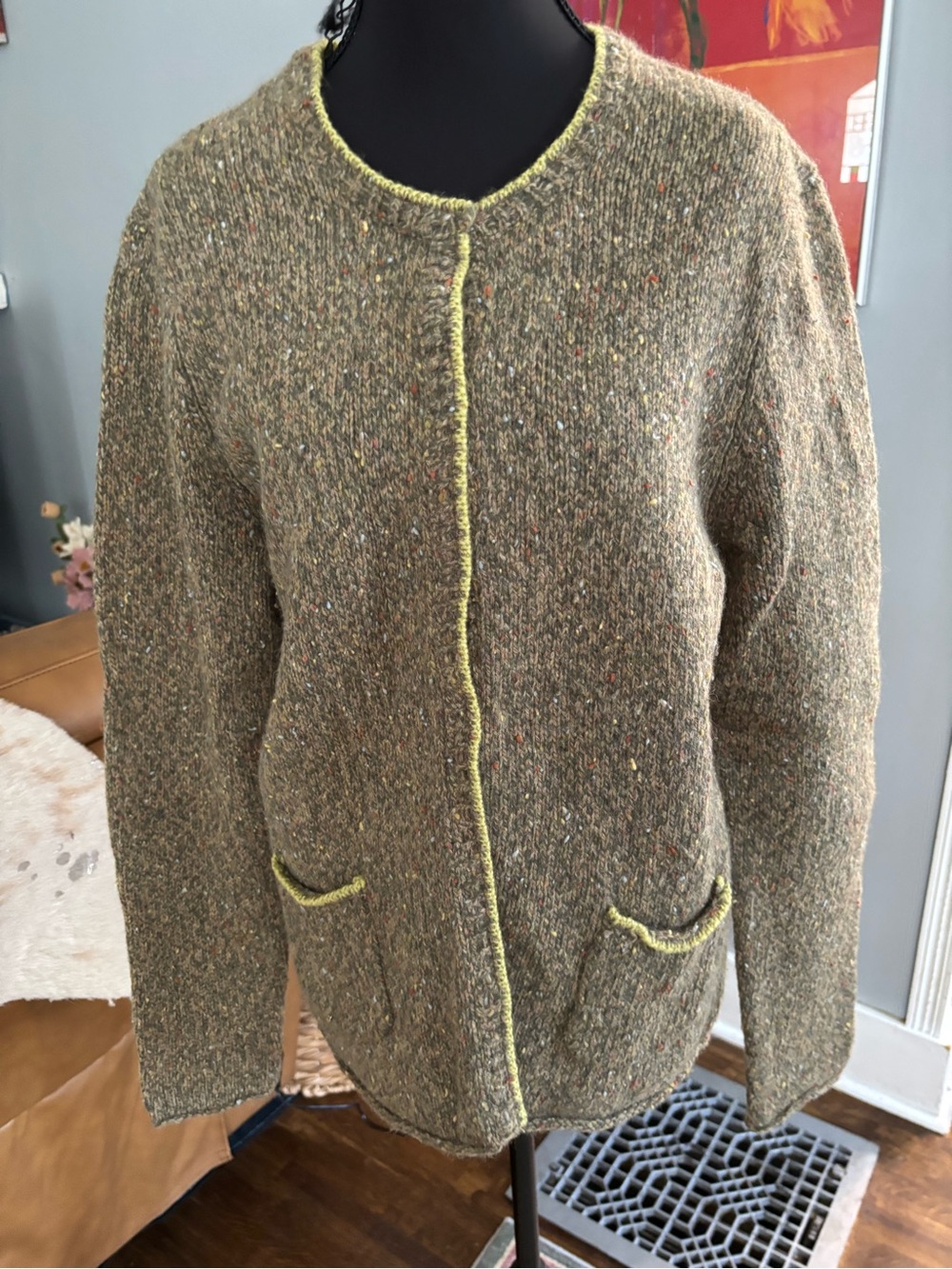 Vtg Talbots womens snap cardigan sweater wool rabbit hair angora S